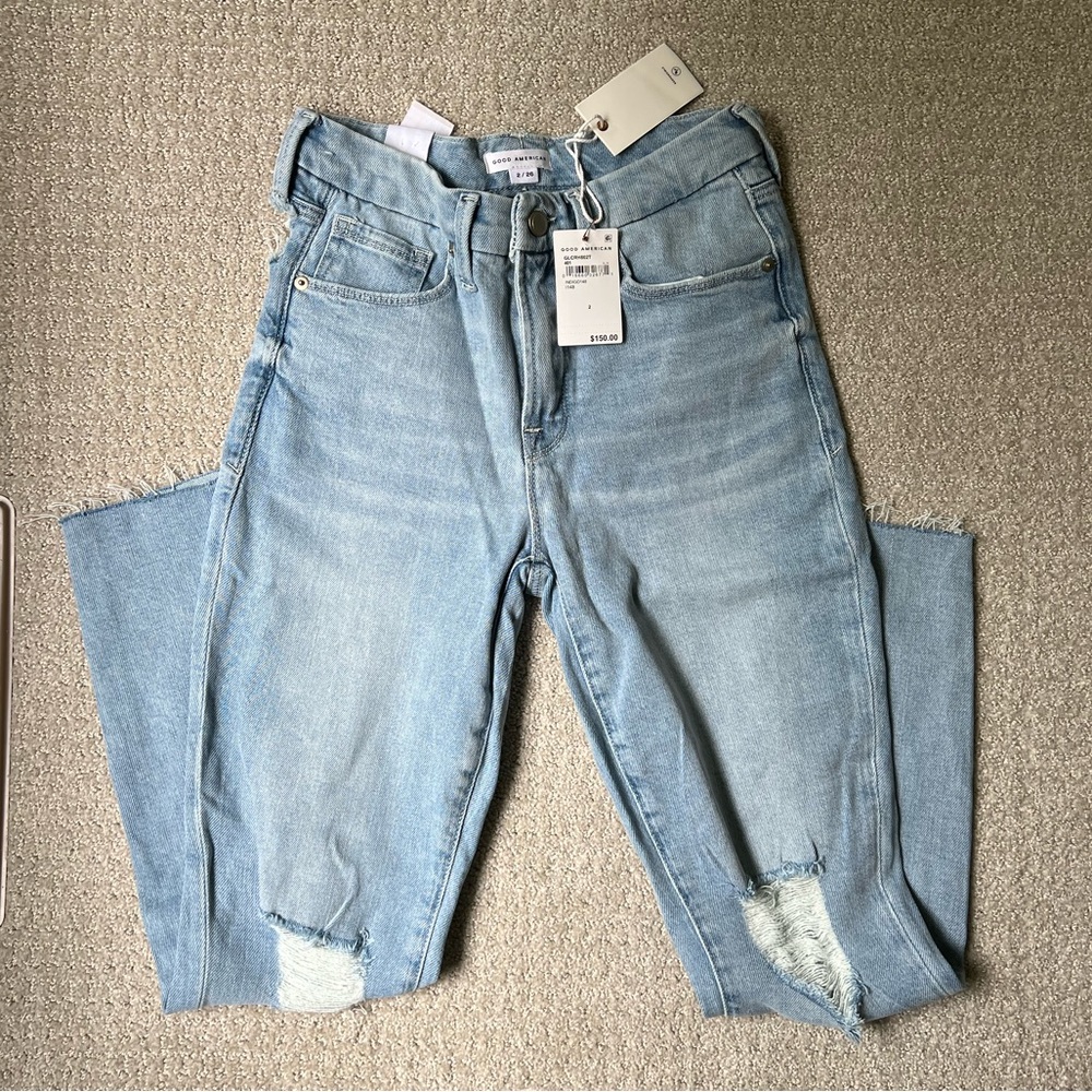 NWT Good American Good Legs Crop in Indigo Size:26
